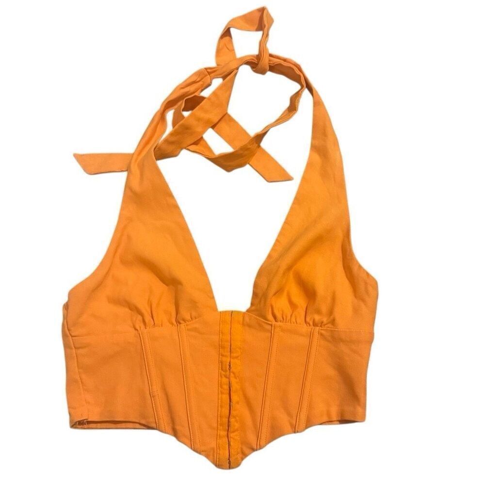 Princess Polly orange crop halter top size 4